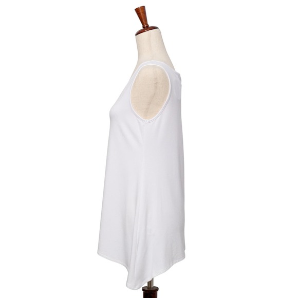 Women's White V-Neck Tunic Bamboo Tank Top Size XL Loose Fit Flowy Compli-K NWT - Picture 2 of 3